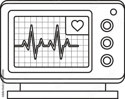 Medical monitor displays a healthy heartbeat waveform and vital signs.
