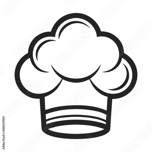 Modern chef hat with cloud outline logo design for cloud kitchen, food delivery, online restaurant branding and culinary business