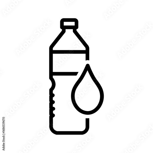 Vector black line icon for Water bottle