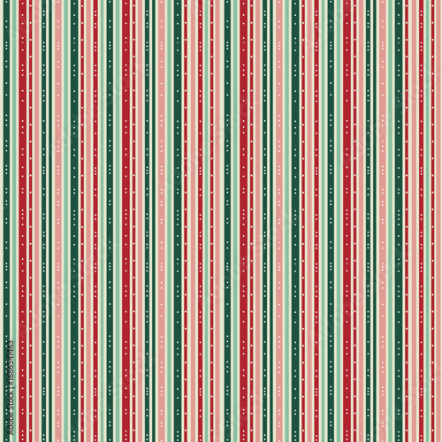 Christmas themed seamless striped fabric with a colorful vintage pattern of vertical lines, perfect for retro wallpaper designs, wrapping paper designs, and decorative fabrics.