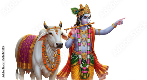 Illustration of Krishna Playing Flute