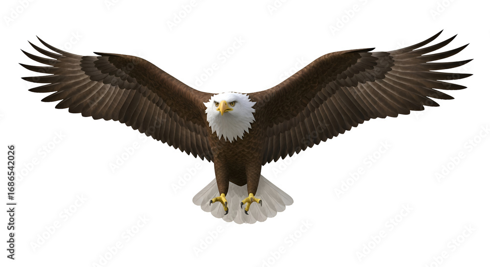 Fototapeta premium Majestic Eagle Soaring with Wings Spread Wide on Transparent Background