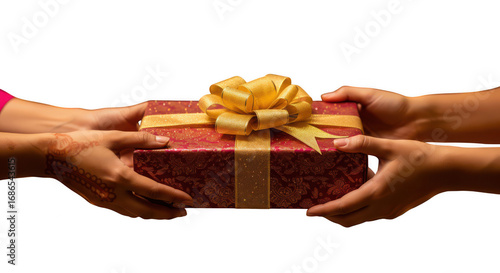 Close-Up of Gift Exchange during Indian Festival of Bhai Dooj, Raksha Bandhan etc