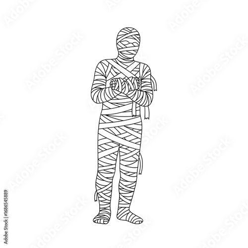 Classic mummy illustration perfect for Halloween, spooky designs, and scary themed projects