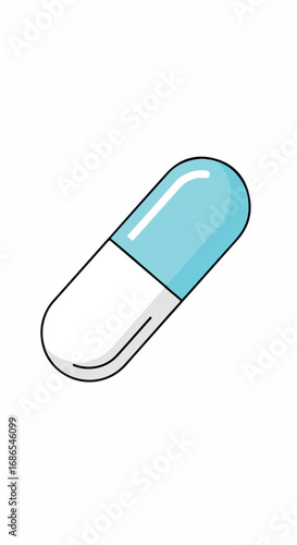 Blue and White Medical Capsule Illustration.