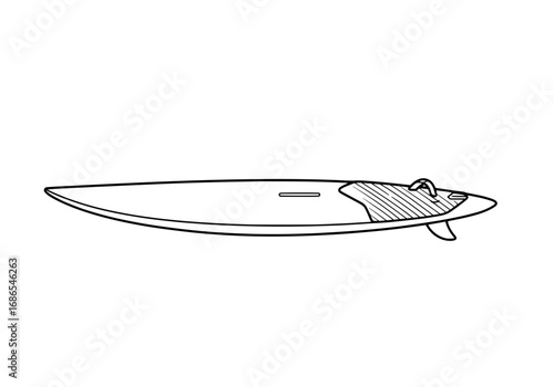 Windsurfing board outline ready for summer fun on the water with waves and sun