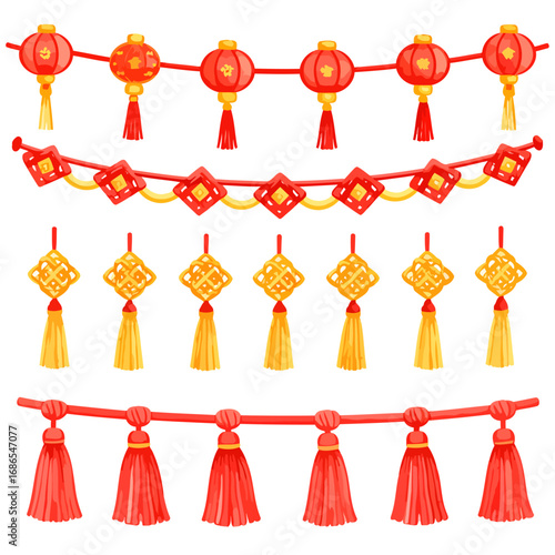 Chinese New Year Decorations Lanterns and Tassels.