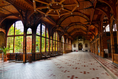 Swieradow Zdroj, Poland  05 30 2025: Beautiful spa house in Swieradow Zdroj town, Poland