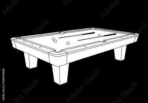 Ready to play pool game, cue sticks on the table, leisure recreation time, crisp vector design