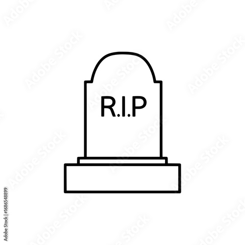 Classic RIP gravestone icon for Halloween, grief, and memorial graphics with clean lines