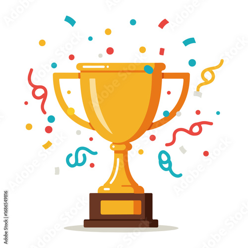 Championship competition trophy groovy cartoon design