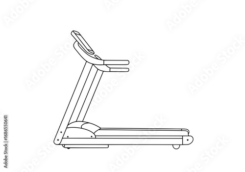 Sleek treadmill outline for modern fitness concepts and workout illustrations, scalable vector graphic