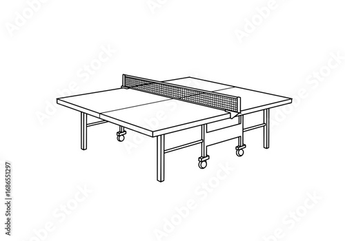 Table tennis table ready for a competitive game, perfect for sports advertising or game room designs