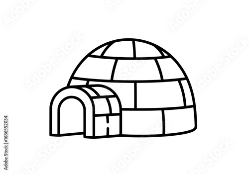 Bold line art illustration of an igloo, ready for coloring books or arctic adventure themes