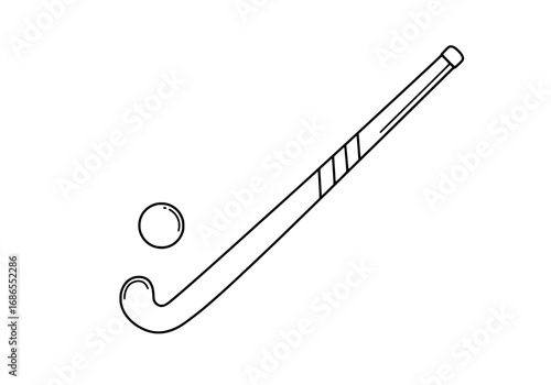 Dynamic hockey stick and ball design element for sports graphics and branding projects