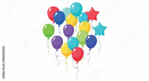 Colorful Balloons Floating in the Air for Celebration.
