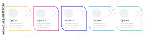 Innovations in education square infographic template. Learning strategy. Data visualization with 5 steps. Empty process vector design. Editable blank options info graphics. Lexend font used