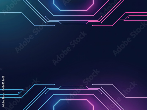 Futuristic circuit board background with glowing technology lines, abstract digital network pattern, cyber electronic motherboard design for innovation and hi-tech projects