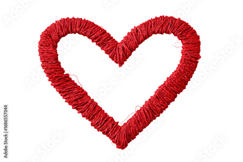 Red heart shape, densely filled with threads