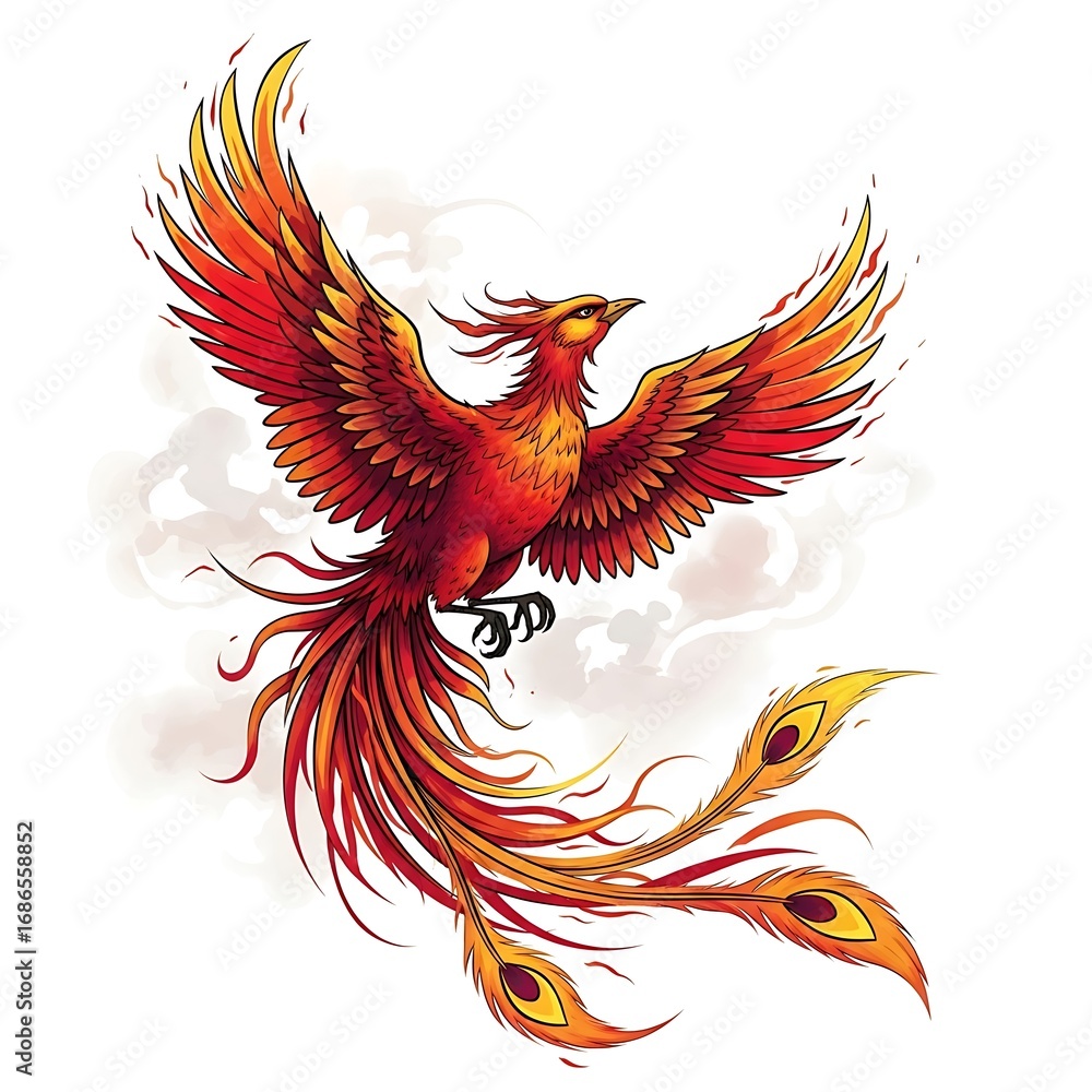 Fototapeta premium Fiery Phoenix in Flight.