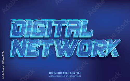 Digital Network futuristic editable text style effect	