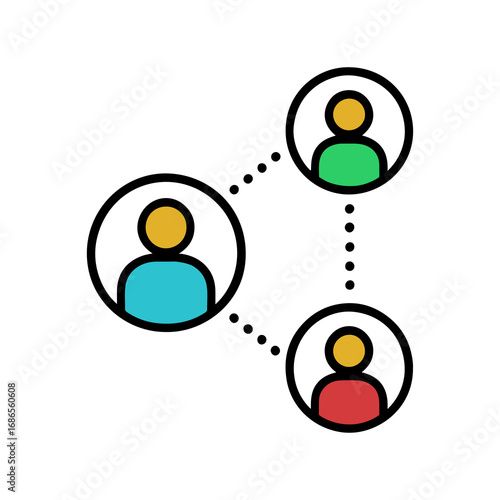 Profile Icons Connected with Dotted Lines for Social Network Concept