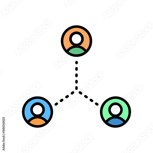 Profile Icons Connected with Dotted Lines for Social Network Concept