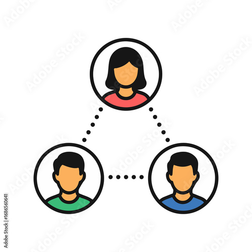 Profile Icons Connected with Dotted Lines for Social Network Concept