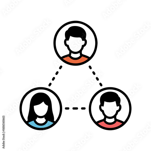 Profile Icons Connected with Dotted Lines for Social Network Concept