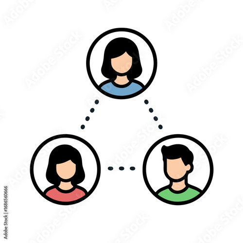 Profile Icons Connected with Dotted Lines for Social Network Concept