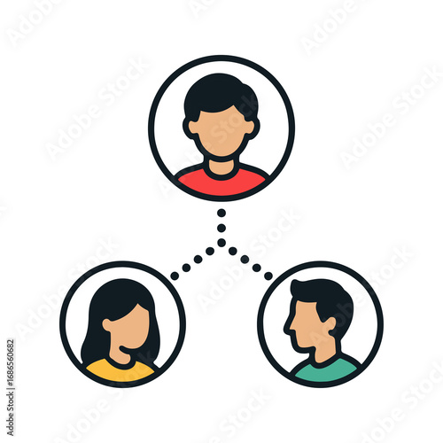 Profile Icons Connected with Dotted Lines for Social Network Concept