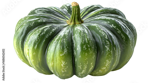 HD realistic green pumpkin vegetable isolated on white