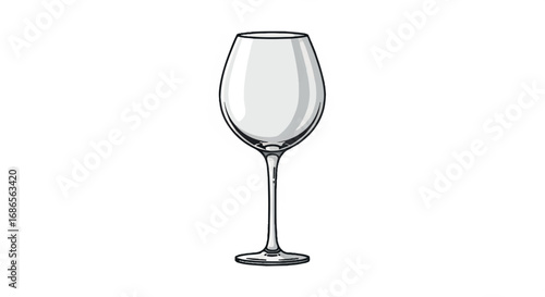 Empty Wine Glass Sketch on White Background.