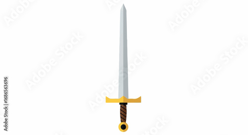 Excalibur Sword on White Background.
