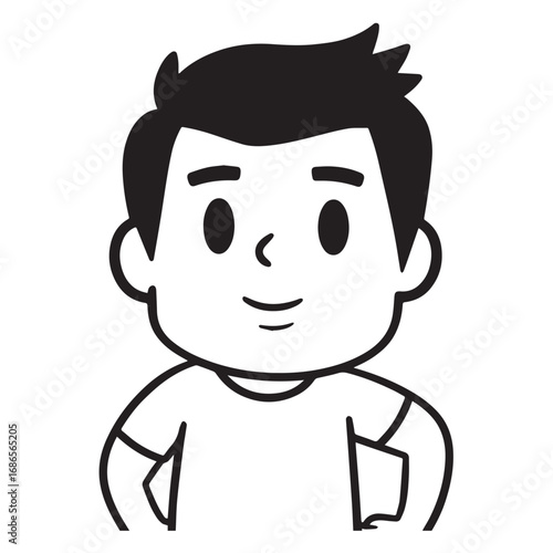 Handsome Man Black and White Illustration Vector Image Male Portrait Fashion Sketch Line Art Design