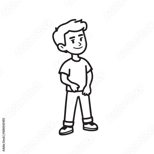 Handsome Man Black and White Illustration Vector Image Male Portrait Fashion Sketch Line Art Design