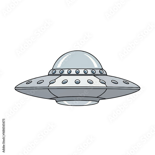 Flying Saucer UFO Cartoon Illustration.