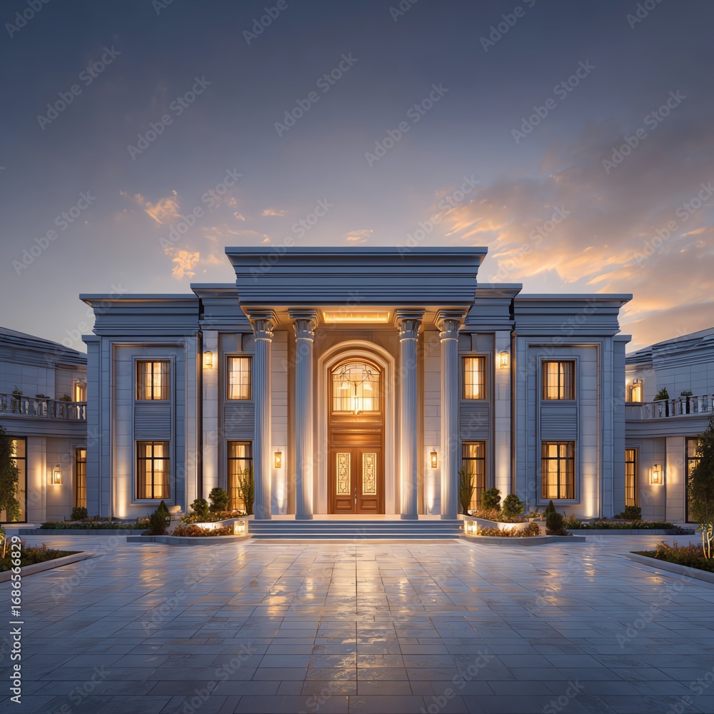 Fototapeta premium Elegant mansion with classical design and lighting.