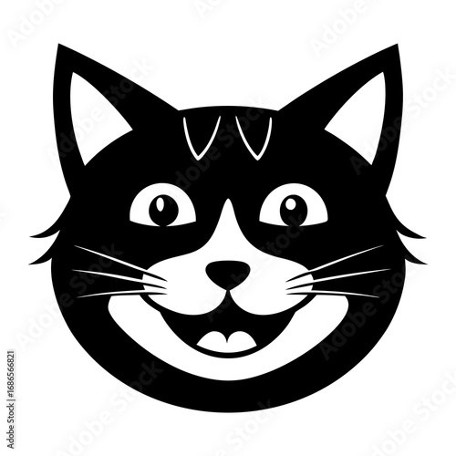 smiling cat face vector 
