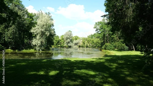 Wallpaper Mural Picturesque summer landscape with beautiful pond (Kitchen pond) in the Alexander Park in Tsarskoye Selo, Pushkin, Russia Torontodigital.ca