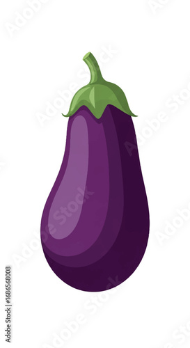 Fresh purple eggplant vegetable isolated on white background.