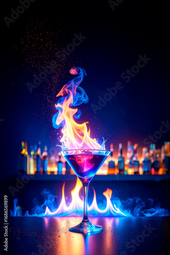 Wallpaper Mural Flaming Manhattan cocktail at the bar. Torontodigital.ca
