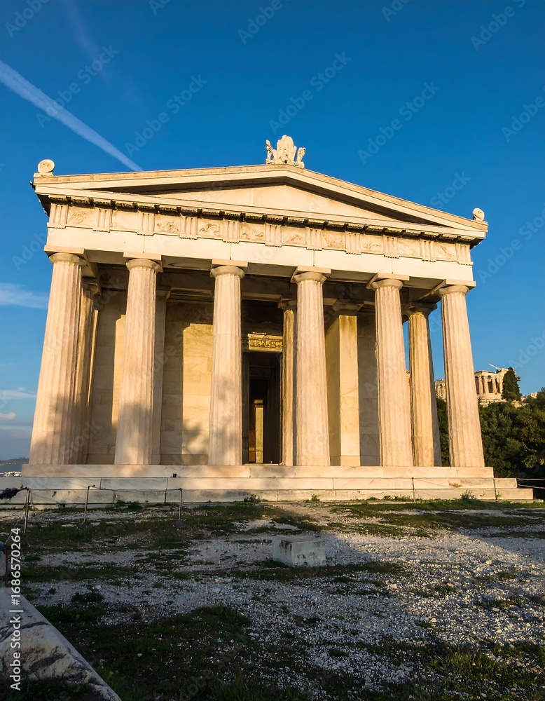 Fototapeta premium Ancient temple, sunlit facade