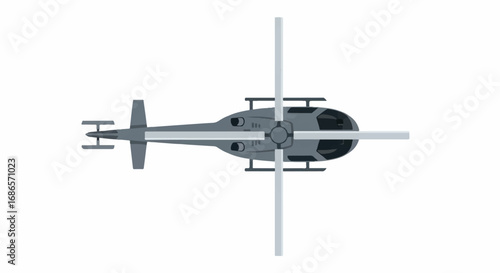 Helicopter top view isolated on white background.