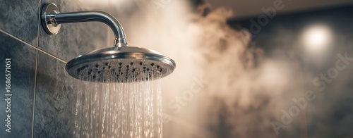The Showerhead in a Modern Bathroom: Steam and Rain for Relaxation