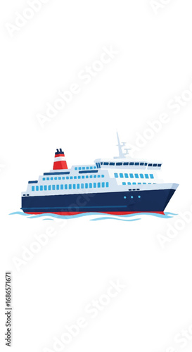 Large passenger ferry boat sailing on water.