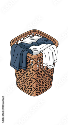 Laundry Basket Full of Clothes.