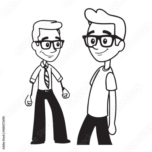 Handsome Man Black and White Illustration Vector Image Male Portrait Fashion Sketch Line Art Design