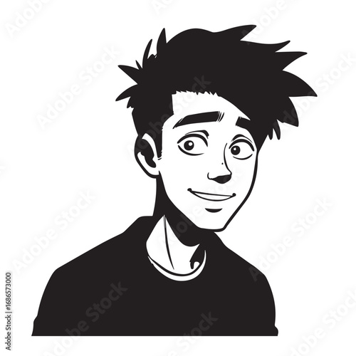 Handsome Man Black and White Illustration Vector Image Male Portrait Fashion Sketch Line Art Design