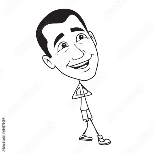 Handsome Man Black and White Illustration Vector Image Male Portrait Fashion Sketch Line Art Design
